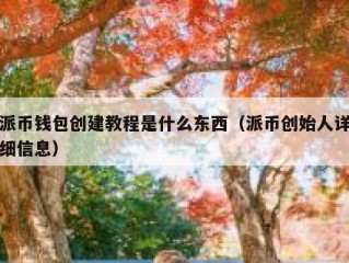 派币钱包创建教程是什么东西（派币创始人详细信息）