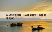 ins怎么有流量（ins用流量为什么加载不出来）