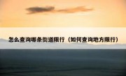 怎么查询哪条街道限行（如何查询地方限行）
