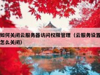 如何关闭云服务器访问权限管理（云服务设置怎么关闭）