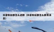 抖音粉丝群怎么进群（抖音粉丝群怎么群发消息）