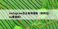instagram怎么有效涨粉（如何在ins里涨粉）