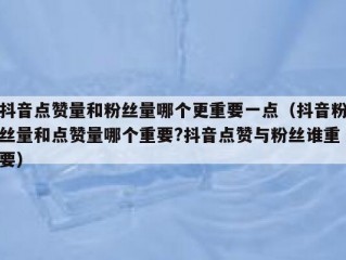 抖音点赞量和粉丝量哪个更重要一点（抖音粉丝量和点赞量哪个重要?抖音点赞与粉丝谁重要）