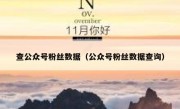 查公众号粉丝数据（公众号粉丝数据查询）