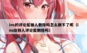 ins的评论能被人删除吗怎么删不了呢（ins给别人评论能删除吗）