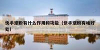 快手涨粉有什么作用和功能（快手涨粉有啥好处）