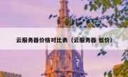 云服务器价格对比表（云服务器 低价）