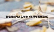 微信视频号怎么增粉（视频号怎样涨粉）