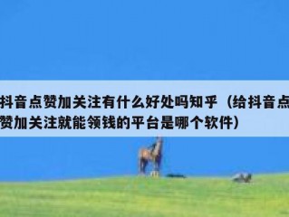 抖音点赞加关注有什么好处吗知乎（给抖音点赞加关注就能领钱的平台是哪个软件）