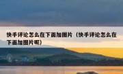 快手评论怎么在下面加图片（快手评论怎么在下面加图片呢）