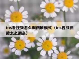 ins看视频怎么调画质模式（ins视频画质怎么调高）