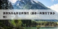 派币为什么不公开发行（派币一共发行了多少枚）