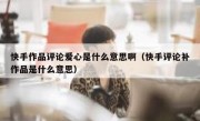 快手作品评论爱心是什么意思啊（快手评论补作品是什么意思）
