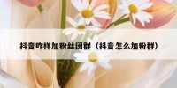 抖音咋样加粉丝团群（抖音怎么加粉群）