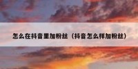 怎么在抖音里加粉丝（抖音怎么样加粉丝）