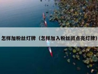 怎样加粉丝灯牌（怎样加入粉丝团点亮灯牌）