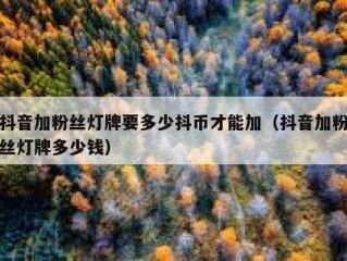 抖音加粉丝灯牌要多少抖币才能加（抖音加粉丝灯牌多少钱）