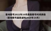 晋州限号2022年10月最新限号时间表格（晋城限号最新通知2020年10月）