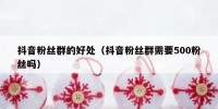 抖音粉丝群的好处（抖音粉丝群需要500粉丝吗）