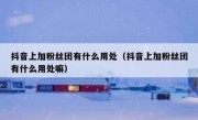 抖音上加粉丝团有什么用处（抖音上加粉丝团有什么用处嘛）