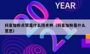 抖音加粉点赞是什么技术啊（抖音加粉是什么意思）