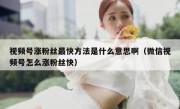 视频号涨粉丝最快方法是什么意思啊（微信视频号怎么涨粉丝快）