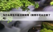 为什么现在不能注册微博（微博不可以注册了吗）