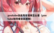 youtube会员专享视频怎么看（youtube如何看会员视频）