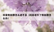 抖音粉丝群怎么进不去（抖音进不了粉丝群怎么办）