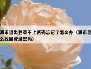 派币退出登录不上密码忘记了怎么办（派币怎么找回登录密码）