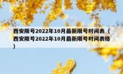 西安限号2022年10月最新限号时间表（西安限号2022年10月最新限号时间表格）