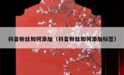 抖音粉丝如何添加（抖音粉丝如何添加标签）
