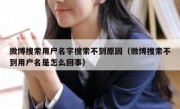 微博搜索用户名字搜索不到原因（微博搜索不到用户名是怎么回事）