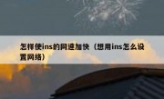 怎样使ins的网速加快（想用ins怎么设置网络）