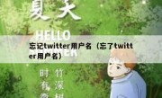 忘记twitter用户名（忘了twitter用户名）