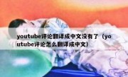 youtube评论翻译成中文没有了（youtube评论怎么翻译成中文）
