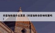 抖音加粉是什么意思（抖音加粉会影响权重吗）