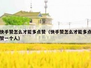 快手赞怎么才能多点赞（快手赞怎么才能多点赞一个人）