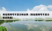 微信视频号不显示粉丝数（微信视频号不显示粉丝数量）