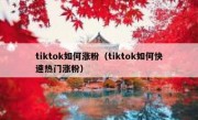 tiktok如何涨粉（tiktok如何快速热门涨粉）
