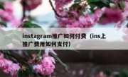instagram推广如何付费（ins上推广费用如何支付）