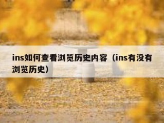 ins如何查看浏览历史内容（ins有没有浏览历史）