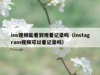ins视频能看到观看记录吗（instagram视频可以看记录吗）
