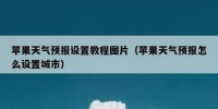 苹果天气预报设置教程图片（苹果天气预报怎么设置城市）