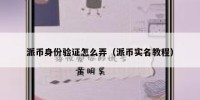 派币身份验证怎么弄（派币实名教程）
