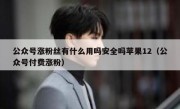 公众号涨粉丝有什么用吗安全吗苹果12（公众号付费涨粉）