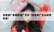 百度推广有哪些推广方式（百度推广怎么收费标准）