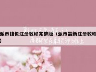 派币钱包注册教程完整版（派币最新注册教程）