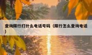 查询限行打什么电话号码（限行怎么查询电话）