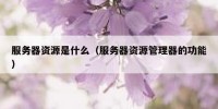 服务器资源是什么（服务器资源管理器的功能）